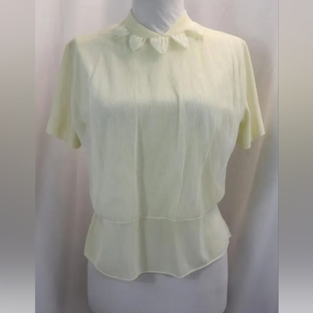 Vintage 1950's Jolene Fashions Nylon Blouse with Pearls at Neckline